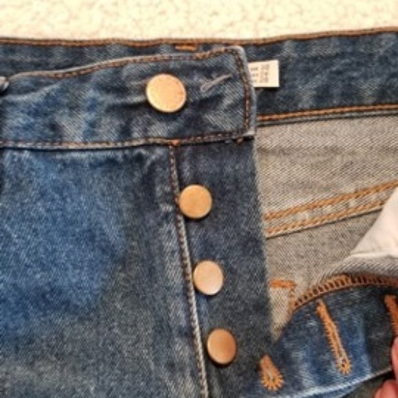 Bershka Button-Up Medium Rinse Denim Skirt - Picture 2 of 5